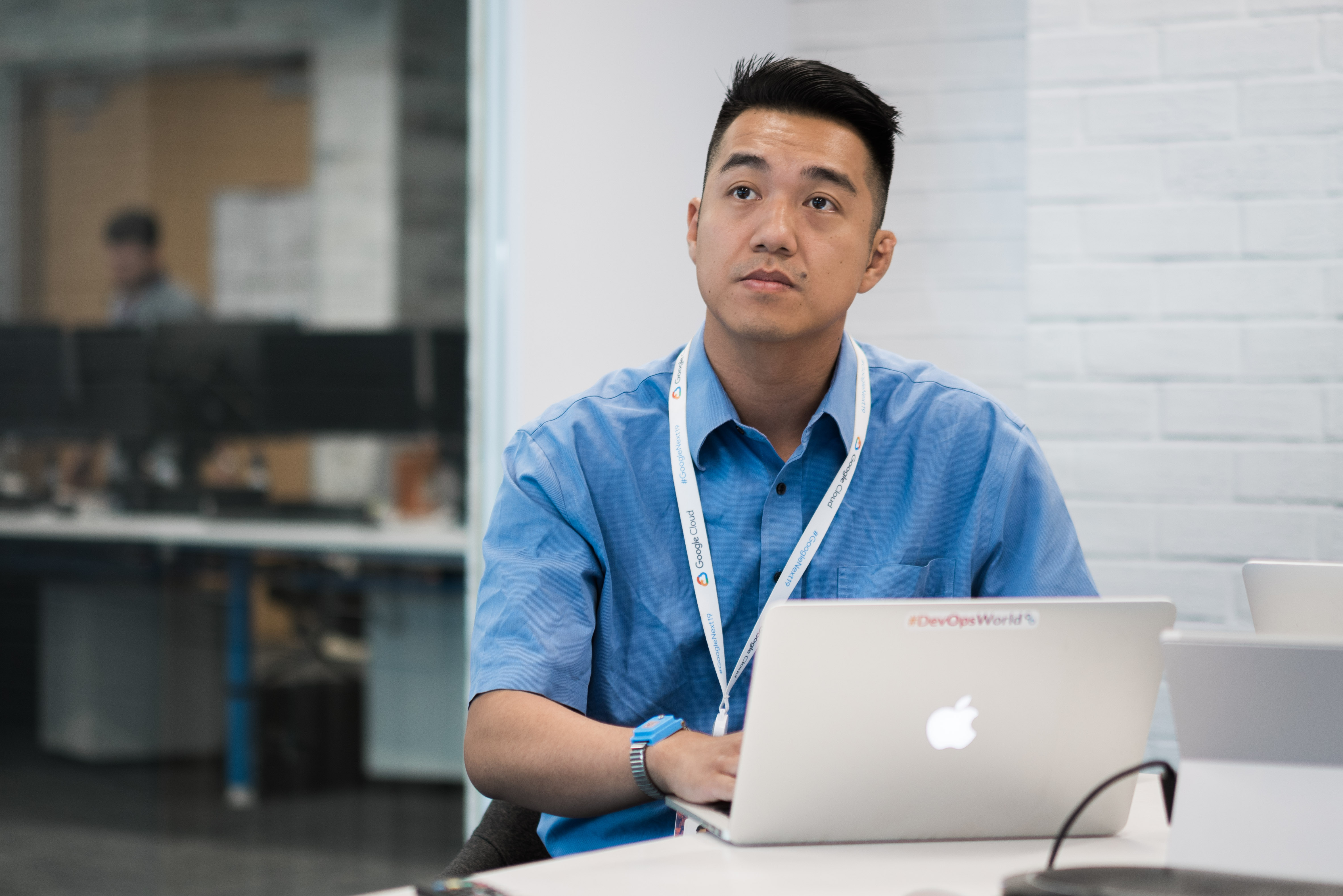 Vic at a laptop during a cloud workshop